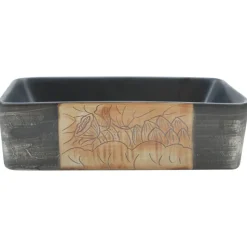 vidaXL Aufsatzwaschbecken Schwarz Braun Rechteck 46x35,5x13cm Keramik