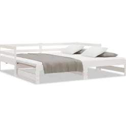 vidaXL Ausziehbares Tagesbett Weiß Massivholz Kiefer 2x(90x200) cm