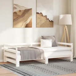vidaXL Ausziehbares Tagesbett Weiß Massivholz Kiefer 2x(90x200) cm
