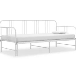 vidaXL Ausziehsofa Bettgestell Weiß Metall 90x200 cm