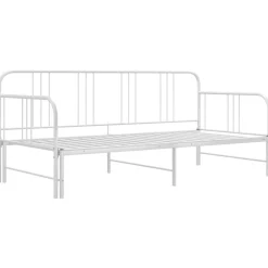 vidaXL Ausziehsofa Bettgestell Weiß Metall 90x200 cm