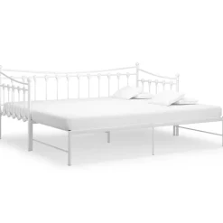 vidaXL Ausziehsofa Bettgestell Weiß Metall 90x200 cm