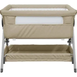 vidaXL Babybett mit Matratze Taupe Leinenstoff