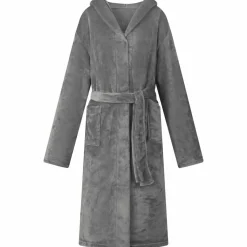 vidaXL Bademantel Hoodie Dunkelgrau S Flanell