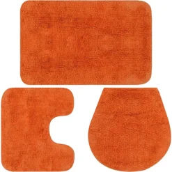 vidaXL Badematten-Set 3-tlg. Stoff Orange