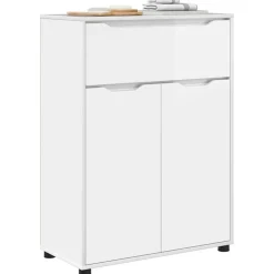 vidaXL Badezimmerschrank mit Regal Hochglanz Weiß 72,5 x 36,5 x 100 cm