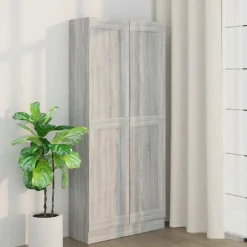 vidaXL Badezimmerschrank Grau Sonoma 82,5x30,5x185,5 cm Holzwerkstoff