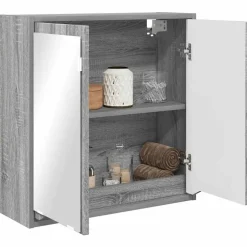 vidaXL Badezimmerspiegelschrank mit Tür Graues Sonoma 60 x 20 x 60 cm