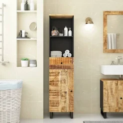 vidaXL Badschrank 38x33x160 cm Massivholz Mango
