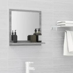 vidaXL Badspiegel Grau Sonoma 40x10,5x37 cm Holzwerkstoff