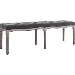 vidaXL Bank Leinen Massivholz 150x40x48 cm Dunkelgrau