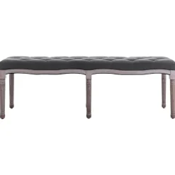vidaXL Bank Leinen Massivholz 150x40x48 cm Dunkelgrau