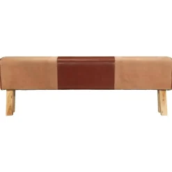 vidaXL Bank Turnbock-Design 160cm Braun Echtleder Massivholz Akazie