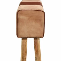vidaXL Bank Turnbock-Design 160cm Braun Echtleder Massivholz Akazie