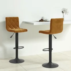 vidaXL Barhocker 2 Stk. Braun Samt