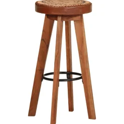 vidaXL Barhocker 2 Stk. Echtleder und Massivholz Akazie