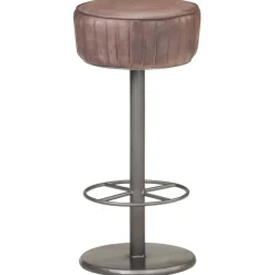 vidaXL Barhocker Braun Echtleder