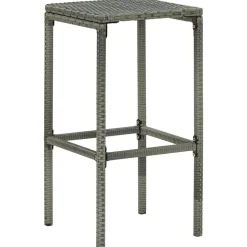 vidaXL Barhocker mit Kissen 2 Stk. Grau Poly Rattan