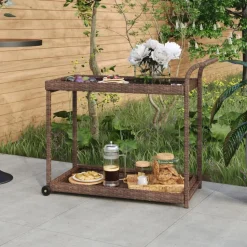 vidaXL Barwagen Braun 100x45x83 cm Poly Rattan