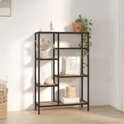 vidaXL Bücherregal 80x30x120 cm Stahl und Holzwerkstoff