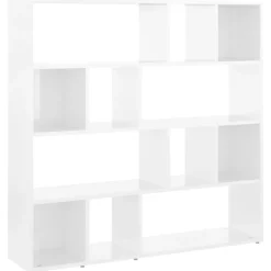 vidaXL Bücherregal/Raumteiler Hochglanz-Weiß 105x24x102 cm