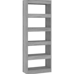 vidaXL Bücherregal/Raumteiler Grau Sonoma 60x30x166 cm Holzwerkstoff