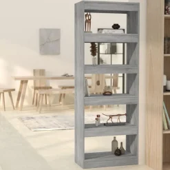 vidaXL Bücherregal/Raumteiler Grau Sonoma 60x30x166 cm Holzwerkstoff