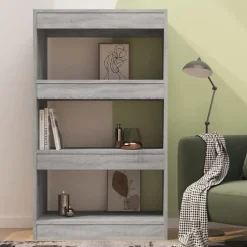 vidaXL Bücherregal/Raumteiler Grau Sonoma 60x30x103 cm Holzwerkstoff