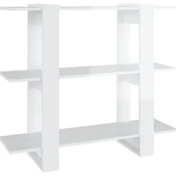 vidaXL Bücherregal/Raumteiler Hochglanz-Weiß 100x30x87 cm