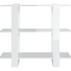 vidaXL Bücherregal/Raumteiler Hochglanz-Weiß 100x30x87 cm