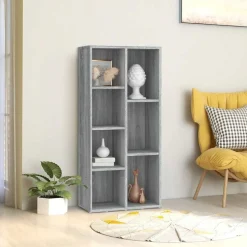 vidaXL Bücherschrank Grau Sonoma 50x25x106 cm