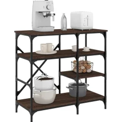 vidaXL Bäckerregal Braun Eichen-Optik 90x40x84 cm Holzwerkstoff Metall