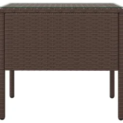 vidaXL Beistelltisch Braun 53x37x48 cm Poly Rattan und Hartglas