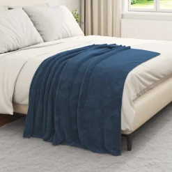 vidaXL Überwurfdecke Marineblau 130 x 150 cm Fleece