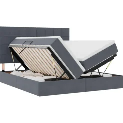 vidaXL Bett mit LED-Lichtleisten Dunkelgrau 180 x 200 cm Samt