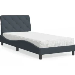 vidaXL Bett mit Matratze Dunkelgrau 80x200 cm Samt