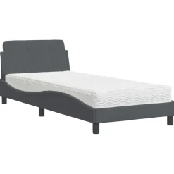 vidaXL Bett mit Matratze "Dover" Dunkelgrau 80x200 cm Samt
