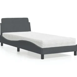 vidaXL Bett mit Matratze "Dover" Dunkelgrau 80x200 cm Samt
