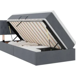 vidaXL Bett mit Stauraum und LED mit LED Dunkelgrau 90 x 190 cm Samt