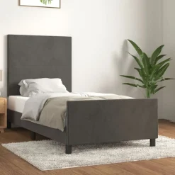 vidaXL Bettgestell ohne Matratze Dunkelgrau 80x200 cm Samt