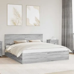 vidaXL Bettrahmen Graues Sonoma 200 x 200 cm Holzwerkstoff
