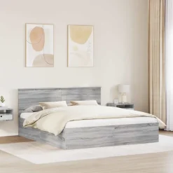 vidaXL Bettrahmen Graues Sonoma 200 x 200 cm Holzwerkstoff