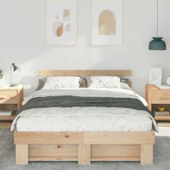 vidaXL Bettrahmen mit Kopfteil Braun 160 x 200 cm Massives Kiefernholz