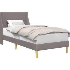 vidaXL Bettrahmen Uni mit Kopfteil Taupe 90 x 190 cm Stoff
