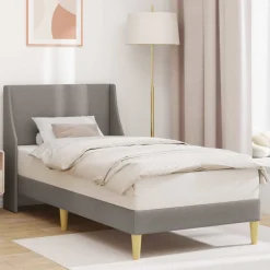 vidaXL Bettrahmen Uni mit Kopfteil Taupe 90 x 190 cm Stoff