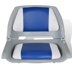 vidaXL Bootssitz Klappbar mit Polster in Blau-Weiß 48x51x41 cm
