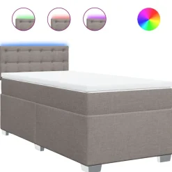 vidaXL Boxspringbett mit Matratze Taupe 80x200 cm Stoff