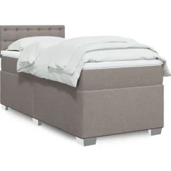 vidaXL Boxspringbett mit Matratze Taupe 80x200 cm Stoff
