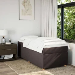 vidaXL Boxspringbett mit Matratze Dunkelbraun 80x200 cm Stoff