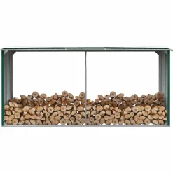 vidaXL Brennholzlager Verzinkter Stahl 330 x 92 x 153 cm Grün